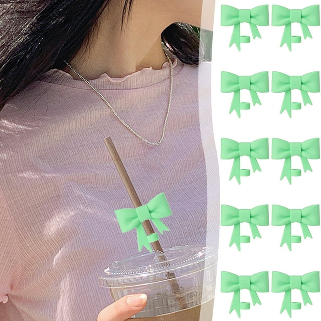 Xihbxyly Tapas de Pajita con Lazo, Silicona de 10 Mm de Diámetro, Cierre Seguro para Bebidas Sin Derrames, Diseño Práctico para Viajes, Paquete de 10, Opciones Multicolor, Ideal para Uso En Casa y Al
