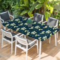 thumbnail image 2 of Blue Summer Botanical Table Cloths for 5 Foot Rectangle Tables, Green Spring Floral Birds Farmhouse Patio Waterproof Elastic Fitted Tablecloths, Washable Rectangular Table Cover for Camping, 2 of 8