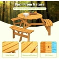 thumbnail image 3 of 6-Person Outdoor Round Wooden Picnic Table with 3 Built-in Benches, Outdoor Dining Set with Umbrella Holes, 1720 lb. Weight Capacity for Garden, Lawn, Patio (Natural, 66.92"*66.92"*27.55"), 3 of 8