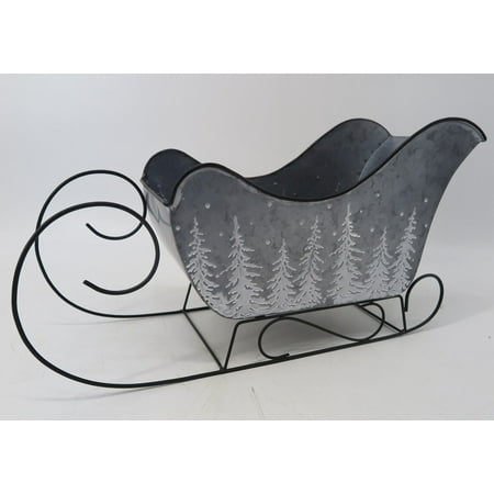 

Silver With White Pine Tree Pattern Metal Sleigh