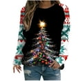 thumbnail image 2 of EchfiProm Christmas Sweatshirts for Women Pullover Crewneck Sweatshirt Hoodless Cute Xmas Santa Print Long Sleeve Ladies Tops, 2 of 4