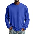 thumbnail image 2 of IAJDKMEK Long Sleeve Shirts for Men - Stretch Fit Round Neck Soft Tee Shirts, Lightweight Breathable Comfortable Tops for Daily Wear, Work, Office, and Weekend,Dark Blue XL, 2 of 7