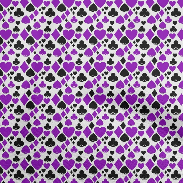 oneOone Polyester Spandex Violet Fabric Poker Card Craft Projects Decor Fabric Printed By The Yard 56 Inch Wide