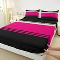 thumbnail image 3 of Manfei Modern Geometric Aesthetic Bed Sheets,Stripes Lines King Sheets,Pink Black Sheet Set For Children,Microfiber Bedroom Decor,4 Pieces, 3 of 7