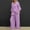 Purple, variant on Two Piece Sets for Women Plus Size Linen Lounge Set Long Sleeve Shirt and Wide Leg Pants Matching Sets Outfits