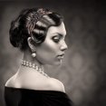 thumbnail image 4 of 3 diademas retro con diamantes de imitación para fiesta con cuentas de rugido para mujeres de los años 20, 3 accesorios para el cabello en negro, blanco y verde de los años 20, bandas para el cabello, 4 of 5