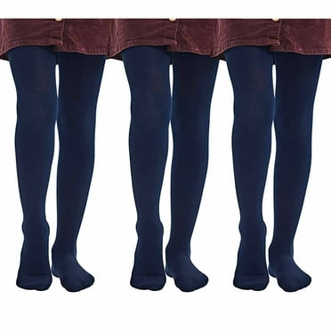 3 Girls Stockings Footed Tights Uniform Kids Toddler Ballet Dance Pantyhose Navy
