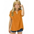 thumbnail image 2 of lcziwo Girls Cotton Linen Shirts 2025 Summer Short Sleeve V Neck Button Tops Dressy Casual Loose Tunic Blouses Orange Ofertas en Walmart, 2 of 6