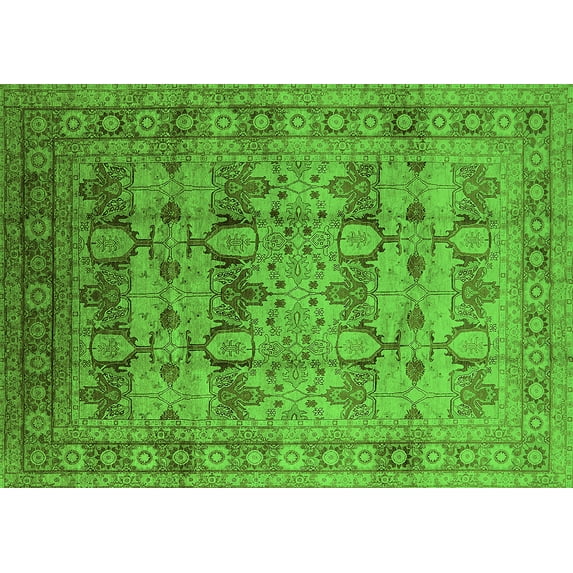 Ahgly Company Indoor Rectangle Oriental Green Industrial Area Rugs, 7' x 9'