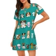thumbnail image 1 of Balery Motif Chiens Dessin Animé Chemise de Nuit à Manches Courtes Col Rond Mignonne Robe de Nuit Confortable Vêtements de Détente, 1 of 6