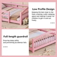 thumbnail image 4 of Harper & Bright Designs Full Montessori Floor Bed with Safety Guardrails, Solid Wood Floor Bed with Fence for Girls and Boys Bedroom, Pink, 4 of 11