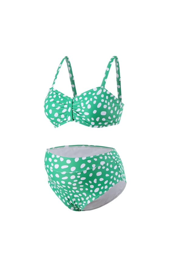 Summer Saving pimelu Bathing Suit for Women Maternity Swimsuit for Women Two Piece Swimsuits Bikini Sets Fashion Polka Dot Print High Waist Pregnancy Swimsuits Women's Swimsuits