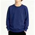 thumbnail image 3 of Lumtrix Girls Long Sleeve Sweatshirts Cute Crewneck Oversized Pullover Casual Solid Color Tops Navy 170, 3 of 8