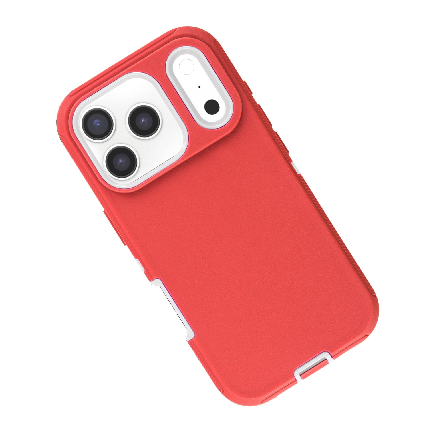 Rugged Hybrid Armor Case for iPhone 17 Pro Max - Red and White