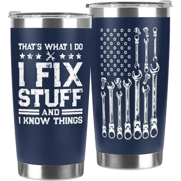 Gifts for Dad, Men, Husband, Grandpa, Mechanic Father, Handyman - Birthday Presents for Men Unique - Mens Birthday Gift Ideas - Navy Tumbler 20Oz