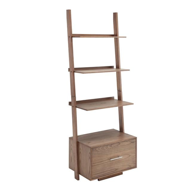 American Heritage Ladder Bookcase with File Drawer Driftwood