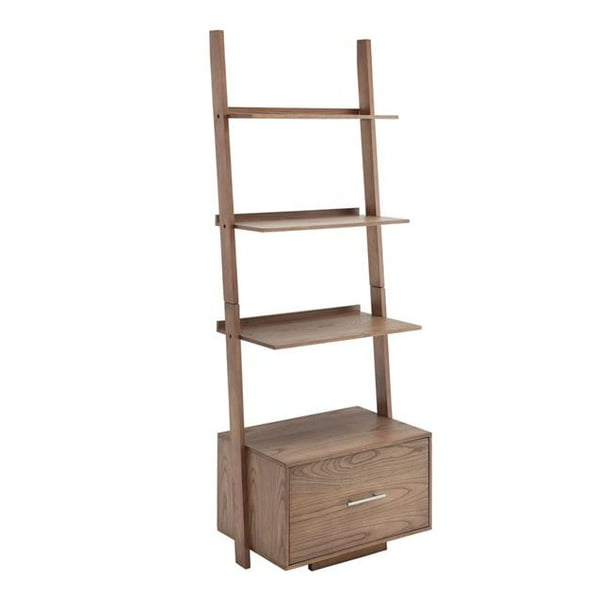 American Heritage Ladder Bookcase with File Drawer Driftwood