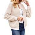 thumbnail image 2 of Spring Fall Women Long Sleeve Bomber Jacket Zipper Casual Fleece Coat, 2 of 5