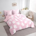 thumbnail image 3 of jejeloiu Kawaii Ghost Twin Bedding Sets 7-Piece,Halloween Theme Bedding Comforter Set,Pink White Sheet Sets For Girls,Lightweight Room Decor Reversible, 3 of 8