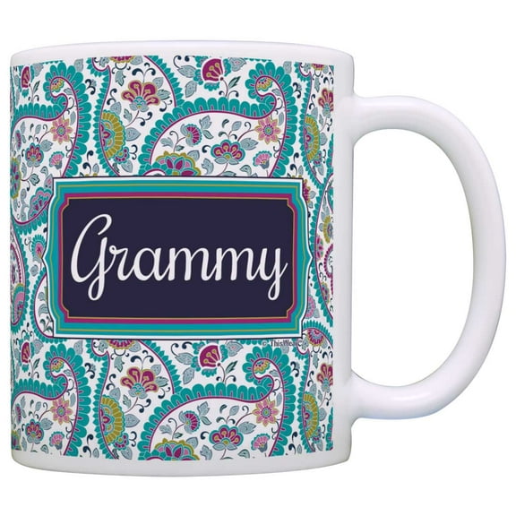 ThisWear Mother's Day Gift for Grammy Birthday Gift 11 ounce Coffee Mug Paisley