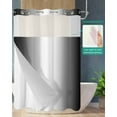 thumbnail image 2 of No Hook Shower Curtain with Snap in Liner, Black and White Gradient Hotel Shower Curtains for Bathroom, Washable Shower Curtain Liner Set with Mesh Top Window, 72”x78”, 2 of 6