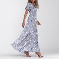 thumbnail image 6 of Fesfesfes Women's Fashion V Neck Floral Print Maxi Dress Summer Short Sleeve Chiffon Flowy Long Dresses for Wedding Guest Garden Party, 6 of 8