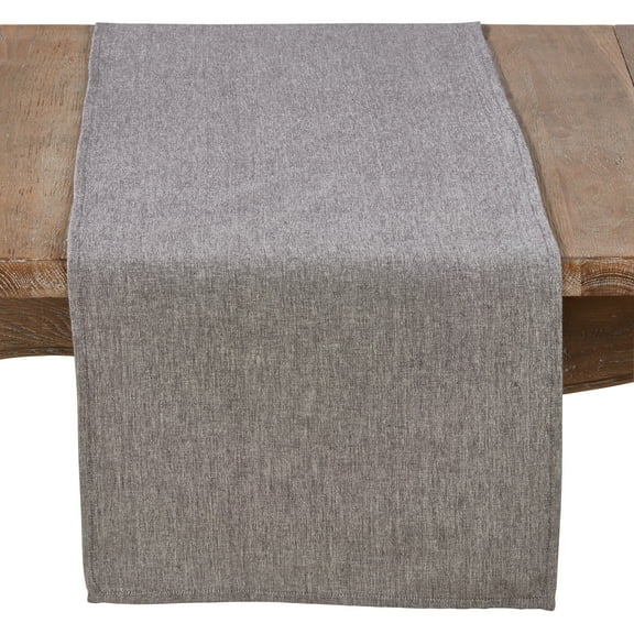 Saro Lifestyle 100% Cotton Solid Grey Table Runner