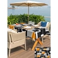thumbnail image 4 of Burnt Orange Black Geometric Outdoor Tablecloth - 60x84 Inch Rectangle Dining Table Cover, Modern Color Block Abstract Waterproof Outdoor Table Cloth with Umbrella Hole & Zipper for Picnic/Patio, 4 of 7