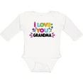 thumbnail image 3 of Inktastic I Love You Grandma with Flowers Girls Long Sleeve Baby Bodysuit, 3 of 5