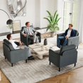 thumbnail image 5 of LAZZO Accent Chair, Linen Upholstered Armchair for Living Room, Bedroom and Apartment, Dark Gray, 5 of 9