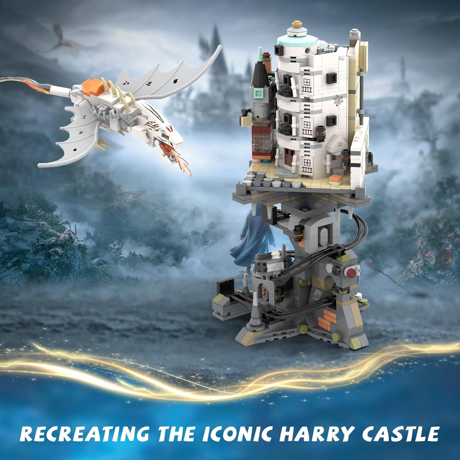 GZBrick Harry Castle Wizarding Bank Building Sets Dragon Castle Architecture for Adults Compatible with Lego