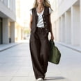 thumbnail image 3 of Iyufng Women's Solid Color Summer Outfits 2 Piece Button Down Vest Top and Casual Pants Set with Pockets, 3 of 9