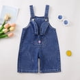 thumbnail image 5 of DHFJKG Girls Easter Denim Overalls Kids Sleeveless Straight Leg Romper Bib Overall Jeans Cute Bunny Embroidery Adjustable Straps Short Jumpsuits Ages 1-5 Years, 5 of 7