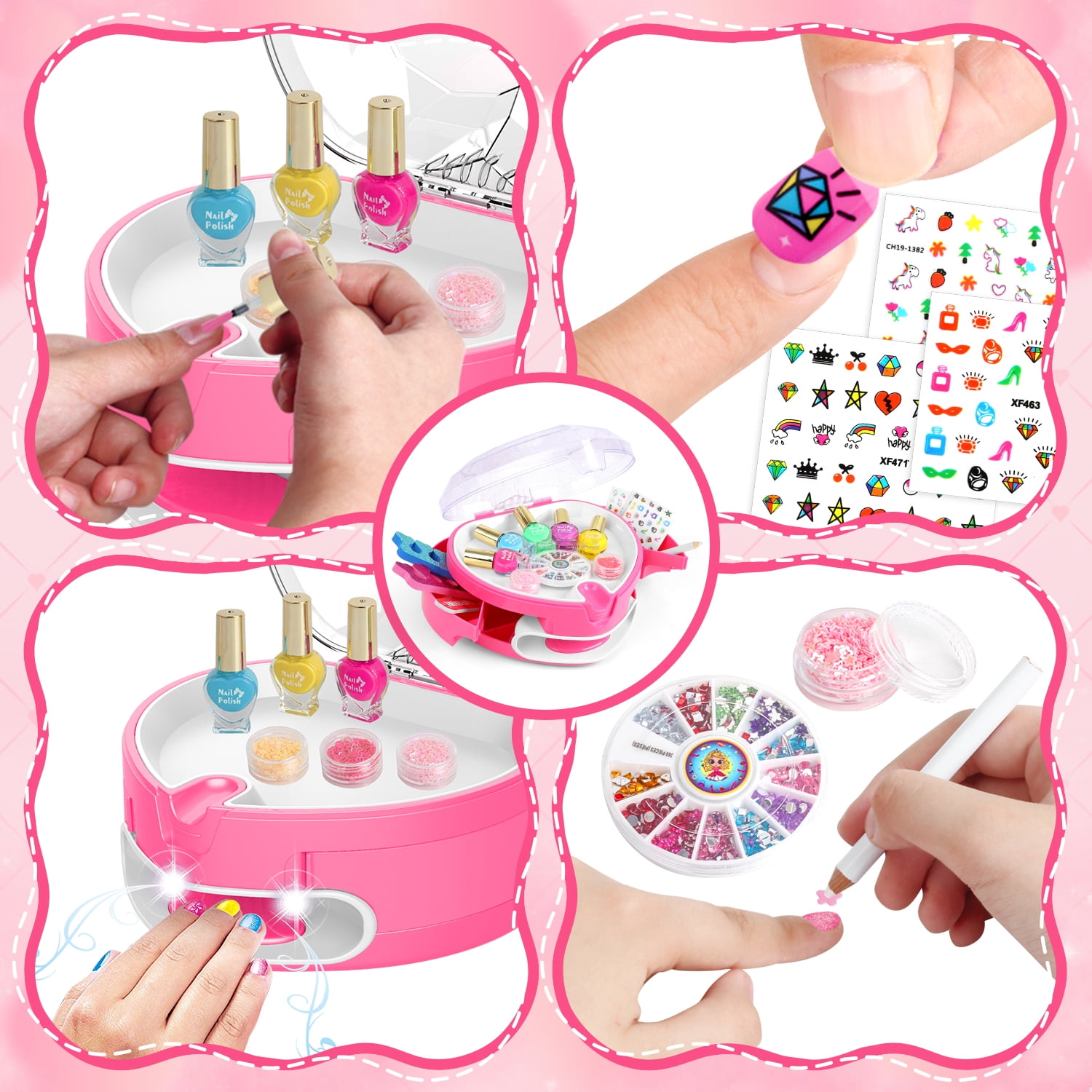Beefunni Kids Nail Polish Set for Girls, Nail Art Kit for Kids Age 7-12 with Nail Dryer, Nail Kit Kids,All-in-One Organizer Nail Dryer, Birthday Gift for Kids 3-12 Years OldBeefunni Kids Nail Polish