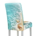 thumbnail image 2 of Xoenoiee Beach Starfish Seashell Print Dining Chair Covers, Stretch Parsons Slipcover with Elastic Band, Spandex Chair Seat Protectors for Dining Room, Hotel, Ceremony, 1 Pack, 2 of 7