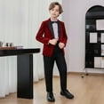 thumbnail image 7 of Boys Suits Slim Fit 4 Piece Formal Dresswear Suit for Kids Tuxedo Wedding Set Toddler Boy Dress with Vest Shirt Pants and Tie Wine 6-12 Months, 7 of 7