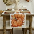 thumbnail image 2 of Fall Table Runner - 13 X 36 Inch - Orange Pumpkin Leaves Thanksgiving Autumn Kitchen Dining Table Decor, Farmhouse Style Home Decoration for Dining, Party, Holiday, 2 of 6