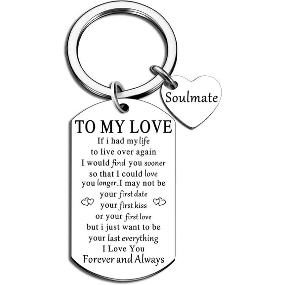 Soulmate Gifts for Him Her Boyfriend Husband Girlfriend Wife Soulmate To My Love Keychain Romantic Anniversary I Love You Gifts Birthday Anniversary Christmas Romantic Gift for Him Her
