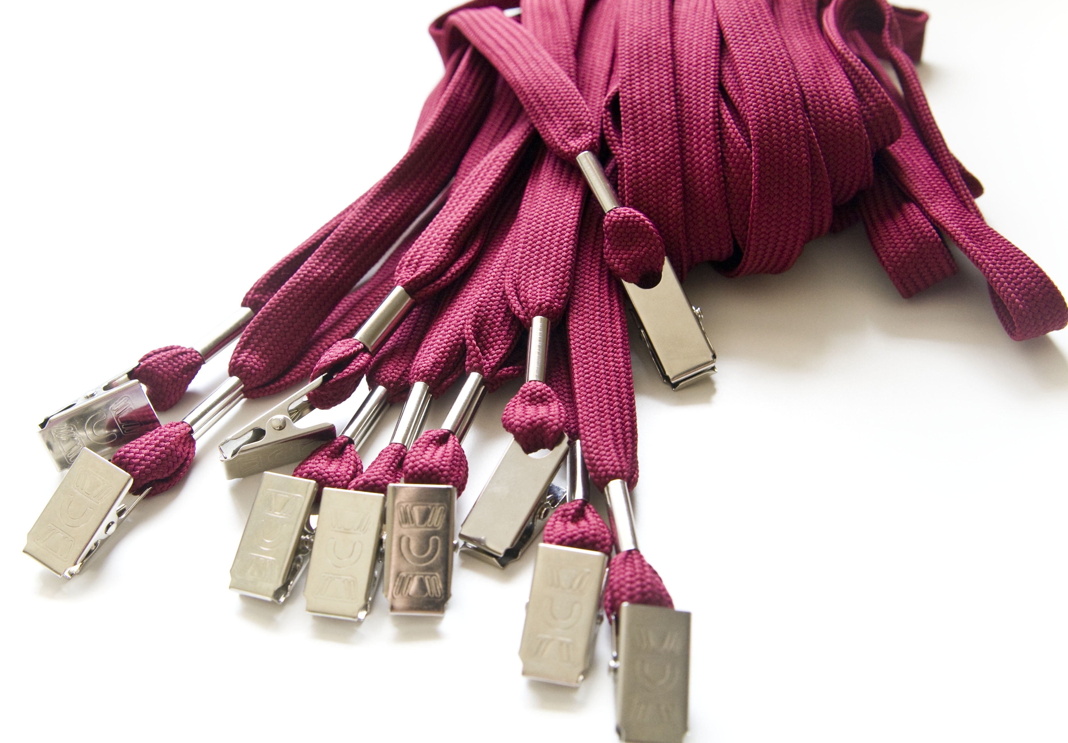 OnDepot Flat ID Neck Lanyards for Badges with Bulldog Clip, Maroon, 100 Pack
