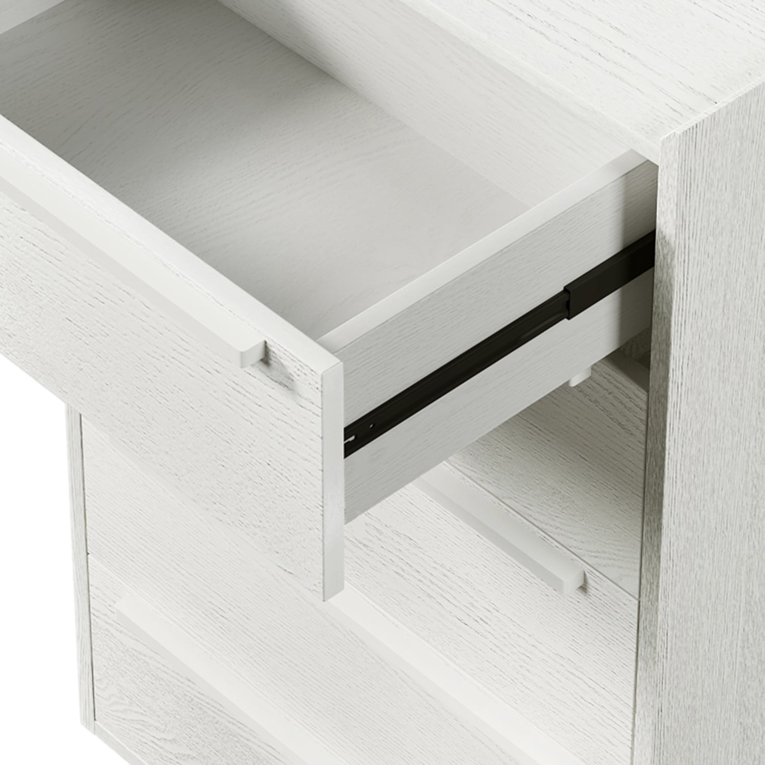 Kadyn MDF Side Table, Modern Style Nightstand with 5-Drawer and Wood Legs, Bedside End Table for Bedroom, White