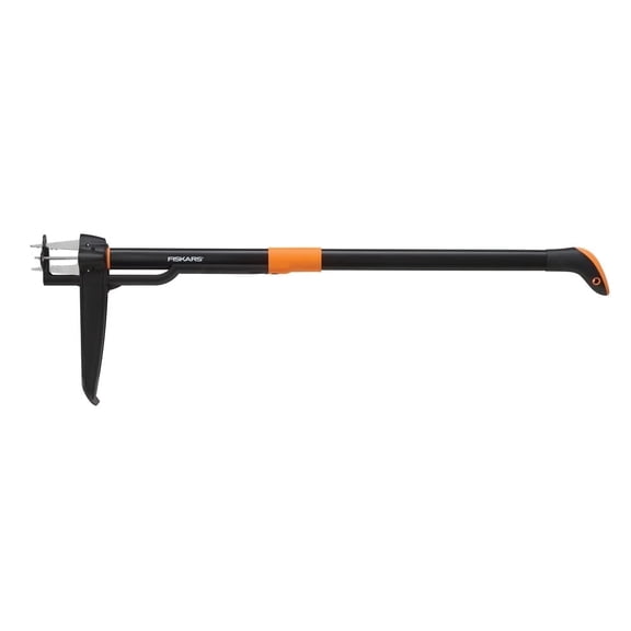 Fiskars 4-Claw Stand Up Weed Puller Tool 39.25 in. Stainless Steel, Black and Orange