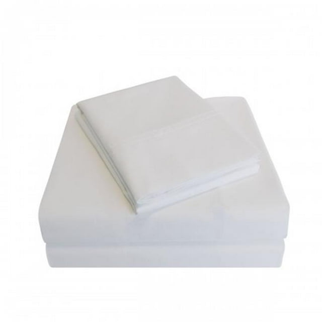 Luxor Treasures P300QNSH SLWH 300 Feuille de Grand Set&44; Percale Solide à Motifs - Blanc