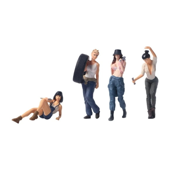 arctrm 4 Pieces Miniature Figures Model 1/64 Scale Diorama Figure Mini Scene Props Tiny