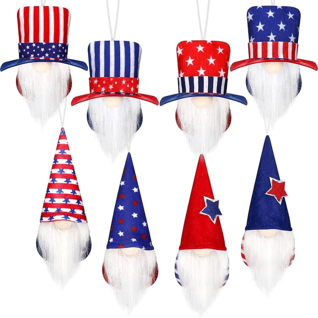 Pack Independence Day 4th of July Hanging Decorations, Patriotic Gnomes, Elf Plush for Veterans Day, Home Wall Decor