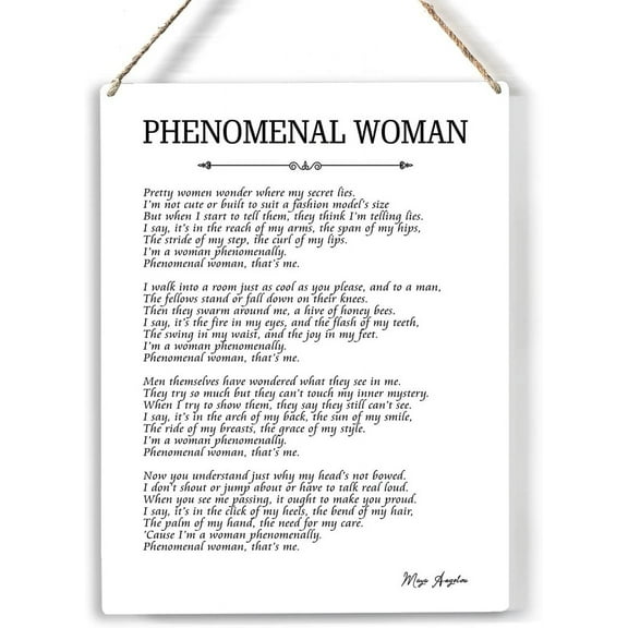 Phenomenal Woman Poem Wood Sign Empowering Women Minimalist Wooden Signs Rustic Hanging Plaque Home Office Wall Art 8x10 Perfect Sign Wall Decor for Home Office