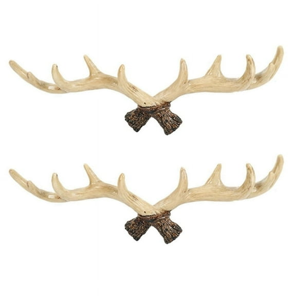 2X Vintage Deer Antlers Wall Hooks - 28cm Wall Mounted Clothes Hanger Coat Rack Key Holder for Decorative Wall Hook,A
