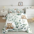 thumbnail image 2 of Cute Animal Queen Size Comforter Set Cartoon Tiger Bedding Set, Spring Eucalyptus Down Comforter Watercolor Leaves Bed Set, Kawaii Jungle Animal Quilted Duvet, 2 of 6