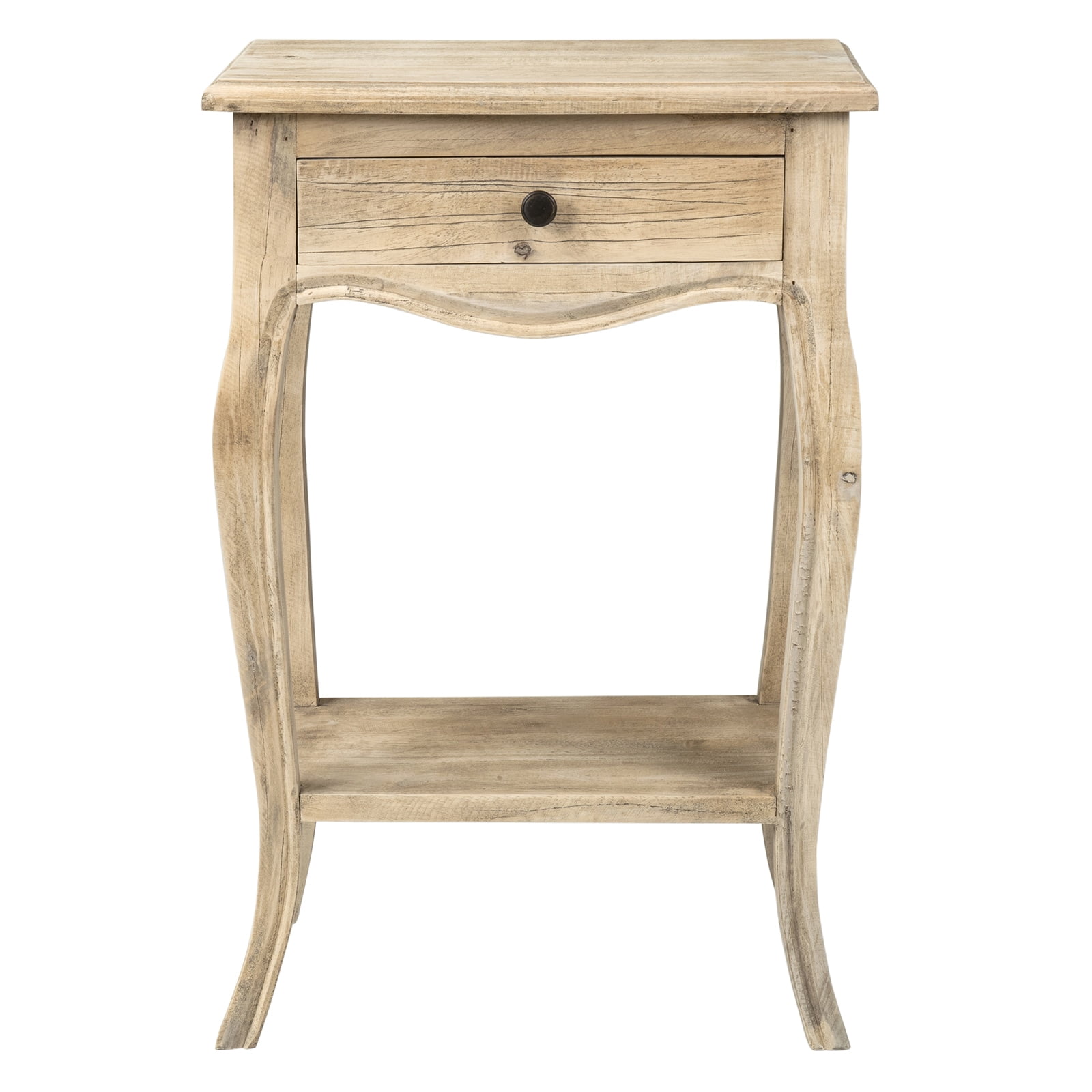 East at Main Daphne Rustic Nightstand, Natural Brown Solid Wood Handcrafted with Storage
