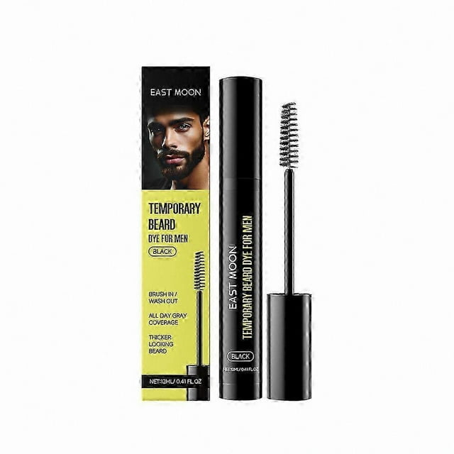 Men's Temporary Beard Dye - Black Color for Beard, Mustache & Eyebrows, Water-Resistant, Long-Lasting, Up to 30 Uses