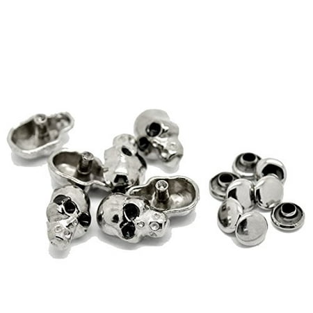 - 48 Sets Steel Tone Skull Rivet Studs Spots 15mm 2/3 Inch Punk Gothic or Leather Work